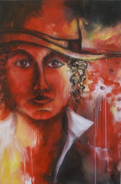 Frau mit Hut 80x60
