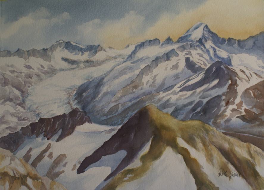 Blick zum Galenstock und Rhonegletscher 70x100